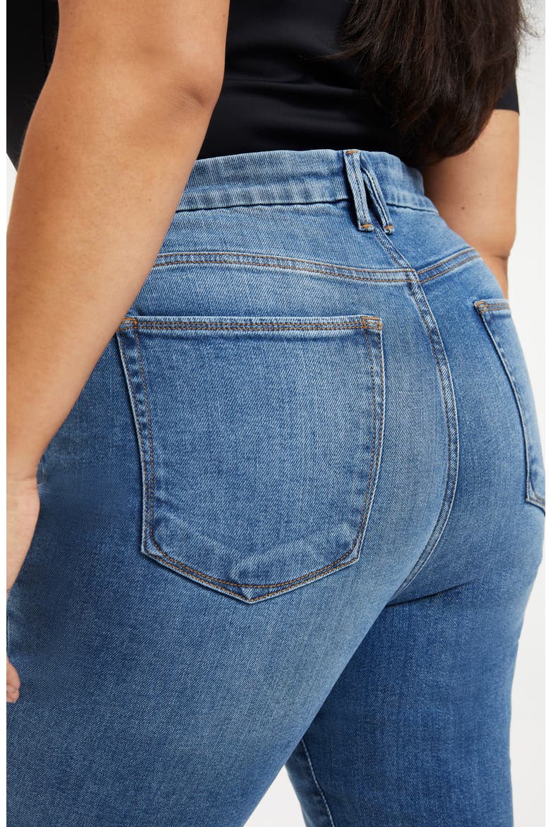 High Waist Raw Step Hem Skinny Jeans, Alternate, color, INDIGO201