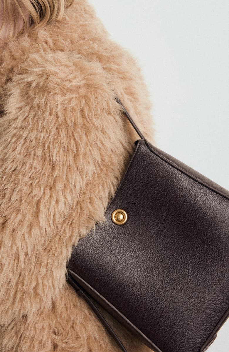 MANGO Medium Faux Leather Bucket Bag, Alternate, color, Chocolate