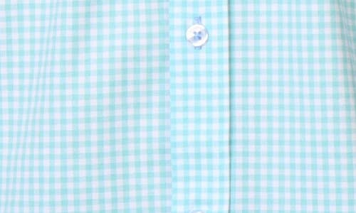 Tailorbyrd Micro Gingham Stretch Cotton Button-up Shirt In Seafoam