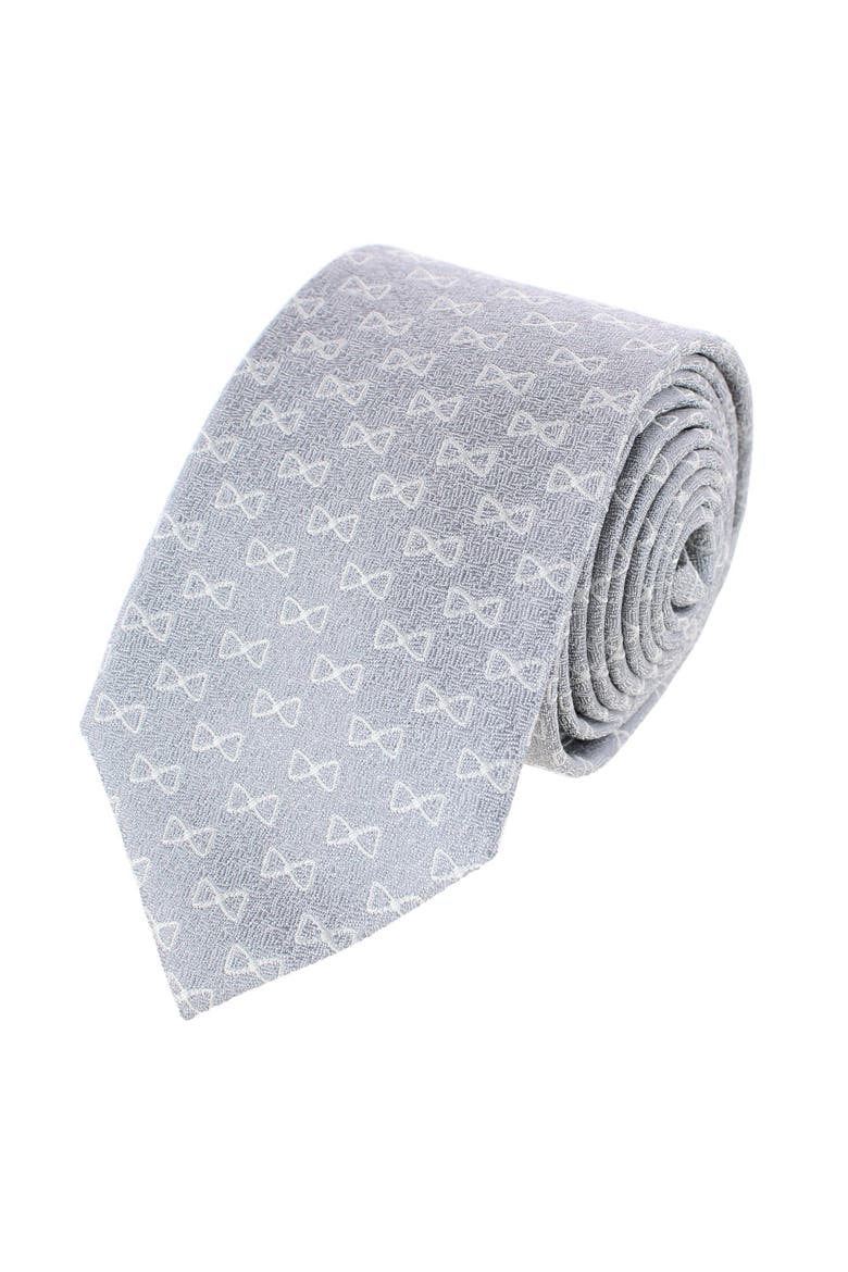 Signature Logo Silk Novelty Necktie, Main, color, Silver