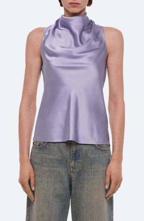 Silk Satin Draped Tank