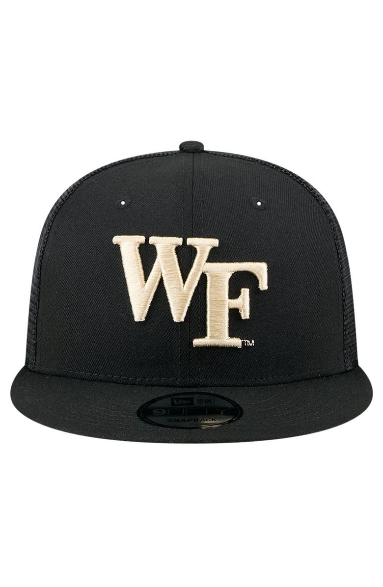 New Era Men's New Era Black Wake Forest Demon Deacons 9FIFTY Trucker Snapback Hat, Alternate, color, 