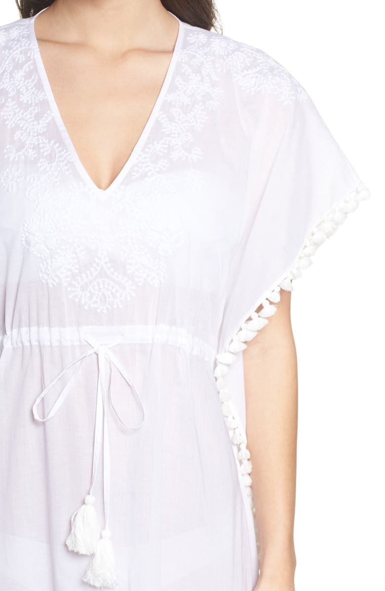 Tory Burch Embroidered Cover-Up Caftan, Alternate, color, 