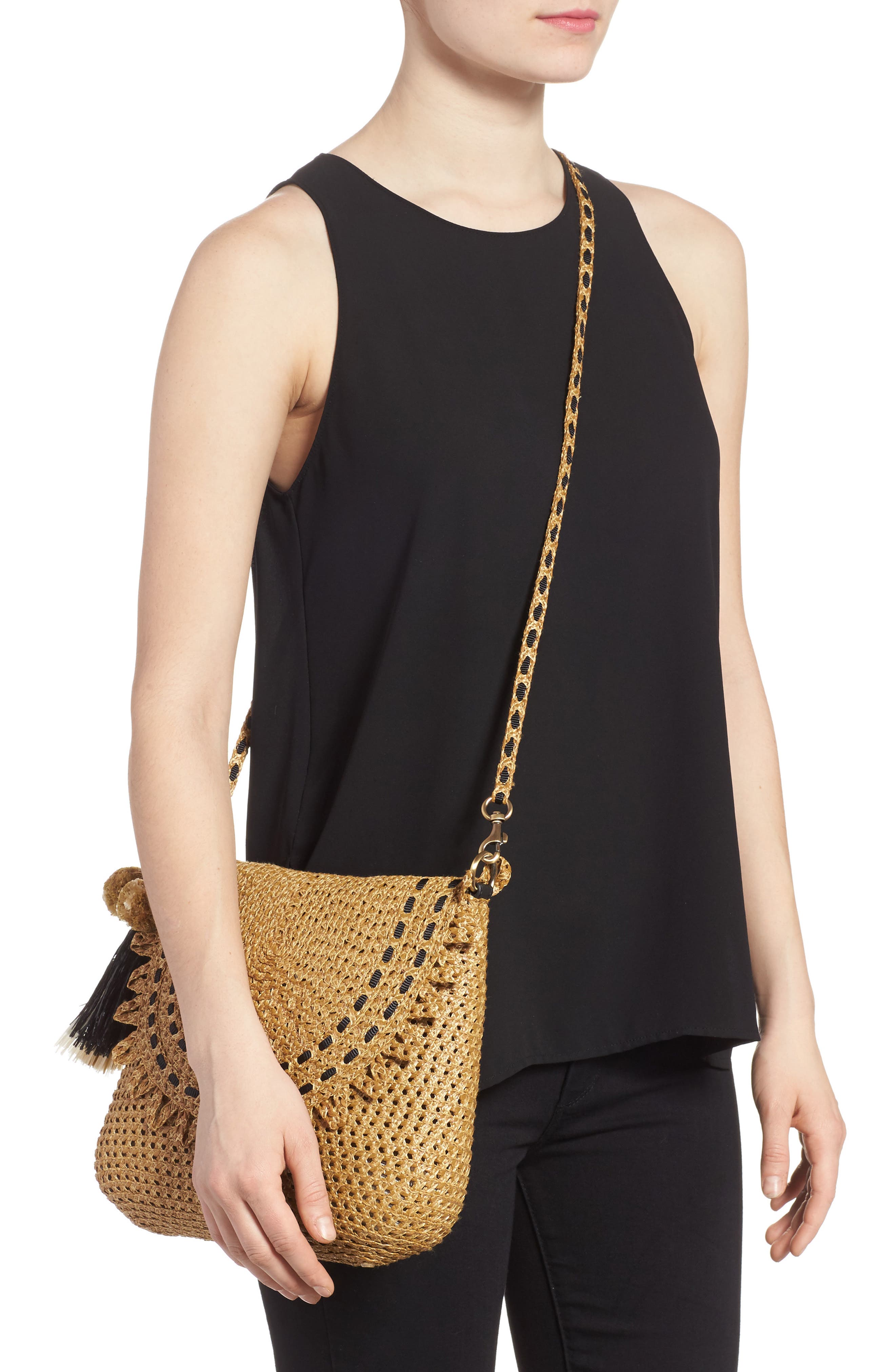 Brigitte Squishee® Shoulder Bag, Alternate, color, NATURAL/ BLACK