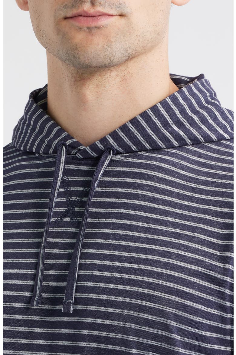 Wycliff Stripe Hangin' Out Drawstring Hoodie, Alternate, color, NAVY