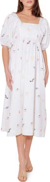 FREEMARKET Print Puff Sleeve Midi Dress