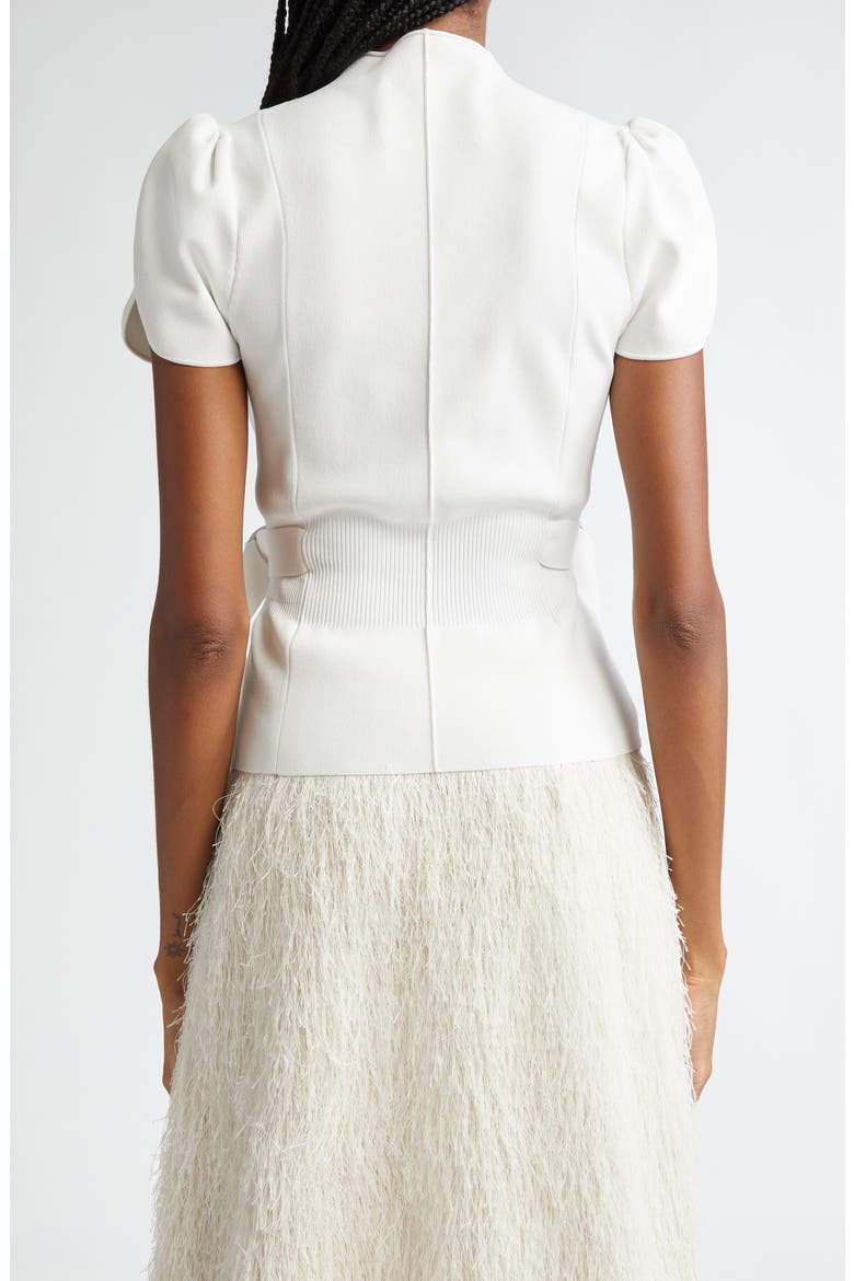 Puff Sleeve Mock Neck Rib Top, Alternate, color, IVORY