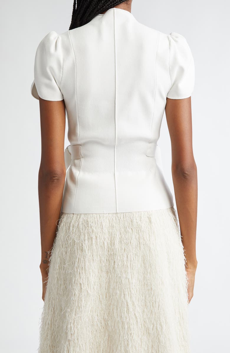 3.1 Phillip Lim Puff Sleeve Mock Neck Rib Top, Alternate, color, Ivory