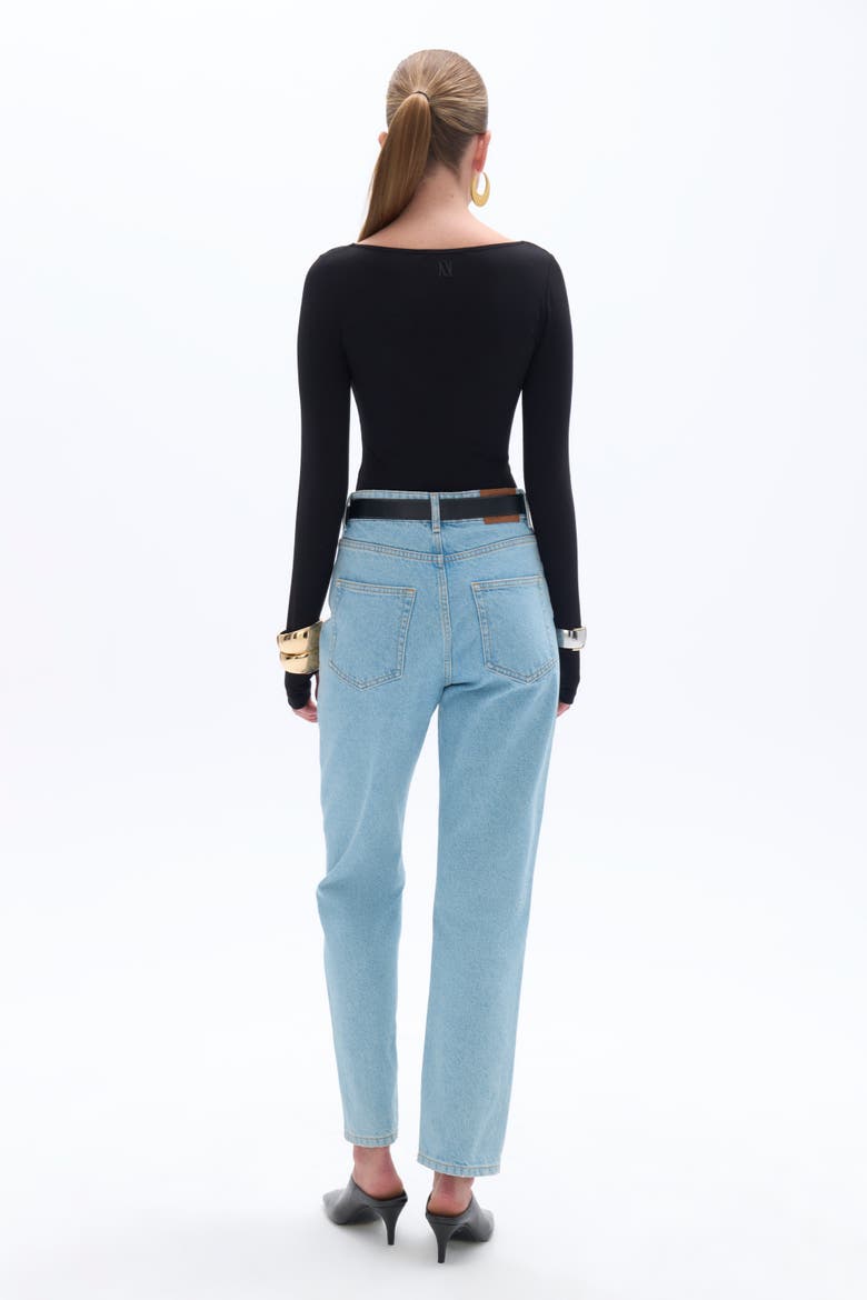 Crew Neck Bodysuit, Alternate, color, Black