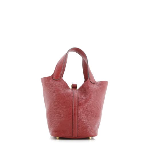 Pre-owned Hermes Hermes Picotin Lock Bag Clemence Pm In Red