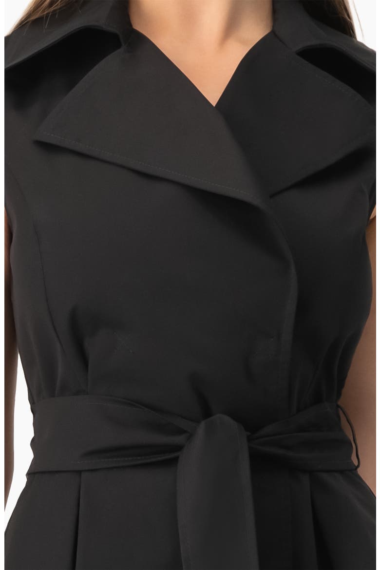 Belted Sleeveless Trench-Style A-Line Mini Dress, Alternate, color, Black