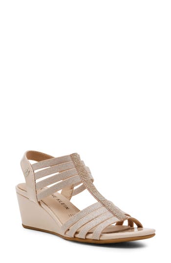 Anne Klein Brixten Strappy Wedge Sandal In Blush