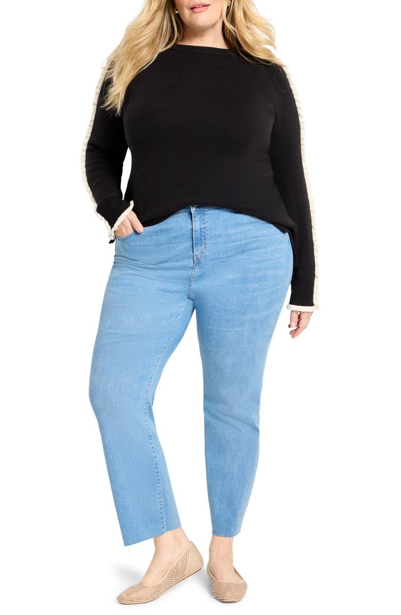 NIC+ZOE Ruffle Trim Sweater, Alternate, color, Black Onyx