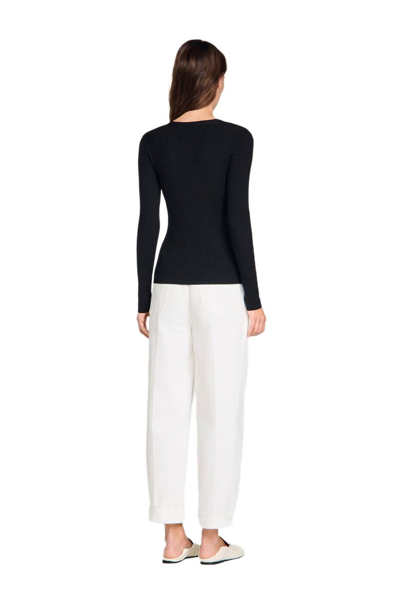 Ribbed cardigan with fancy buttons, Alternate, color, Black
