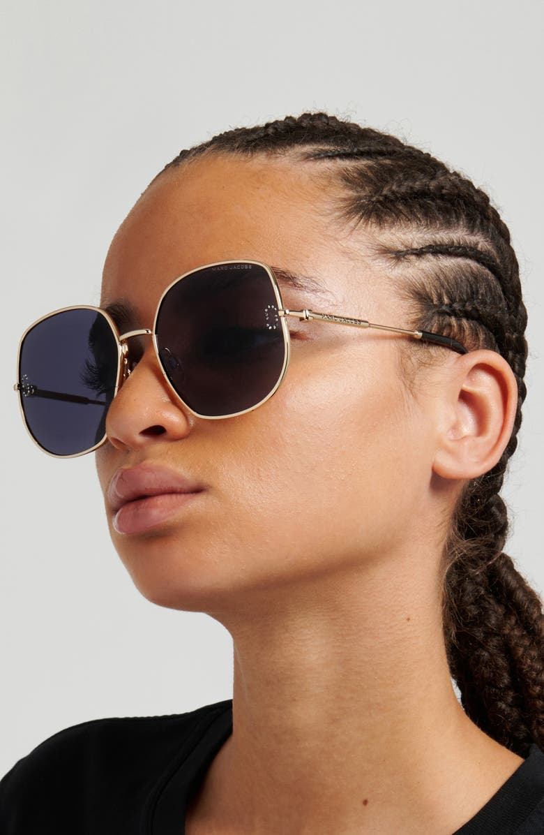 Marc Jacobs 59mm Square Sunglasses, Alternate, color, Gold/ Grey