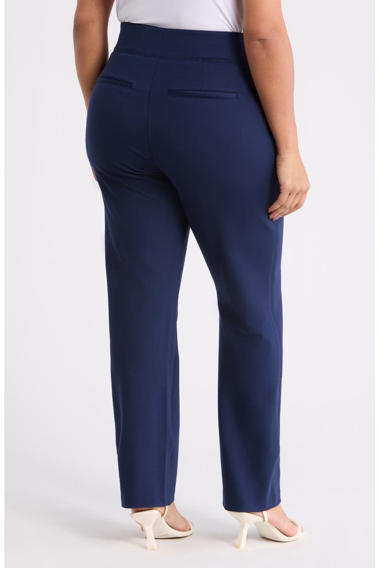 High Waist Slim Straight Ponte Pants, Alternate, color, TIMELESS NAVY