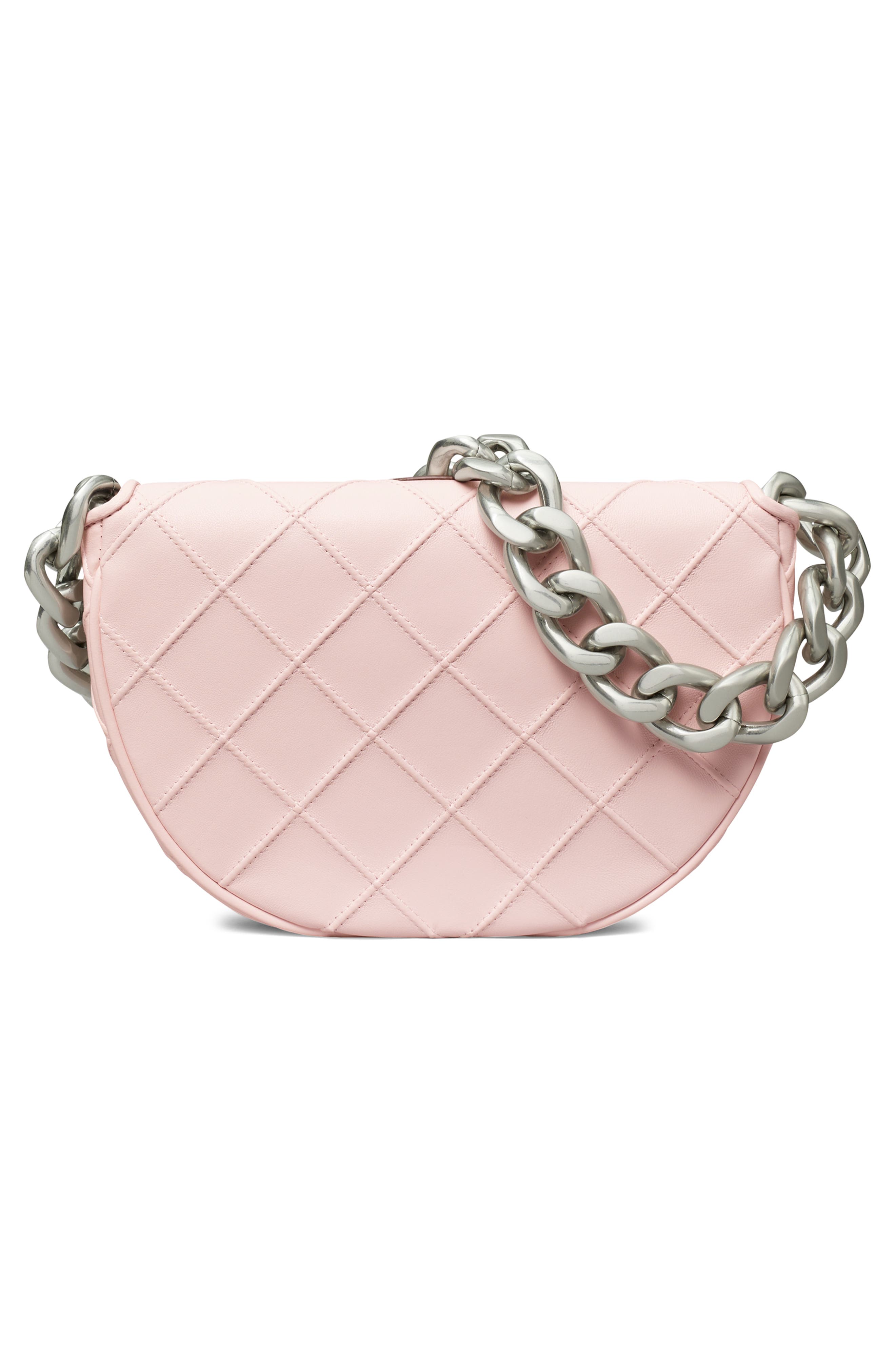 Tory Burch Mini Fleming Soft Crescent Shoulder Bag, Alternate, color, Pale Pink