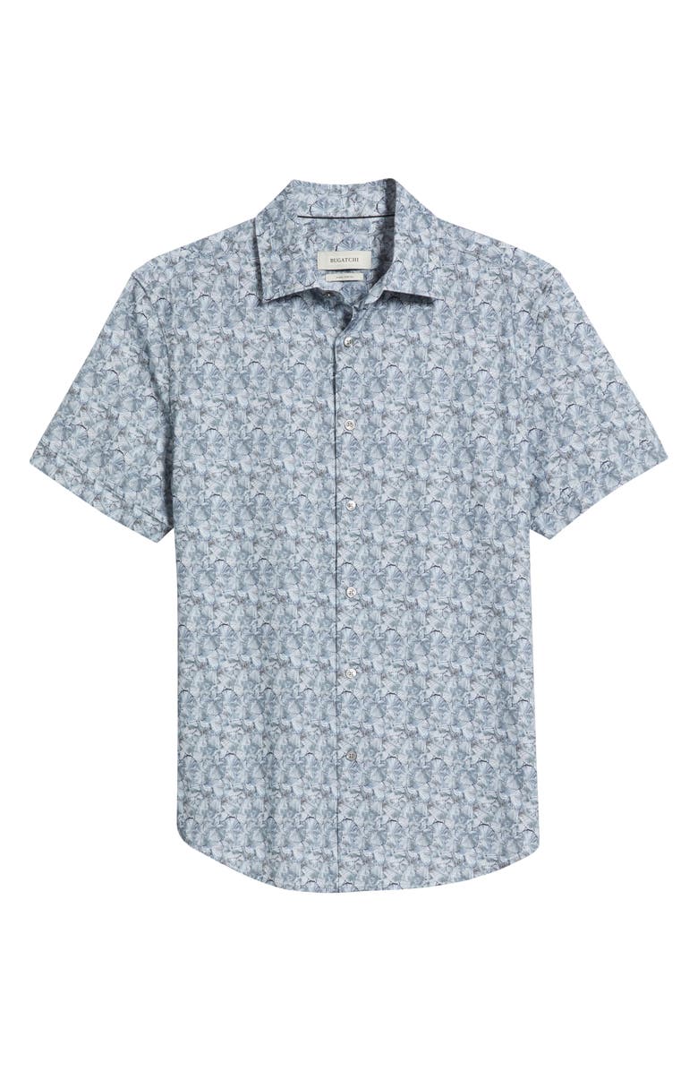 Bugatchi Miles OoohCotton<sup>®</sup> Floral Short Sleeve Button-Up Shirt, Alternate, color, Graphite