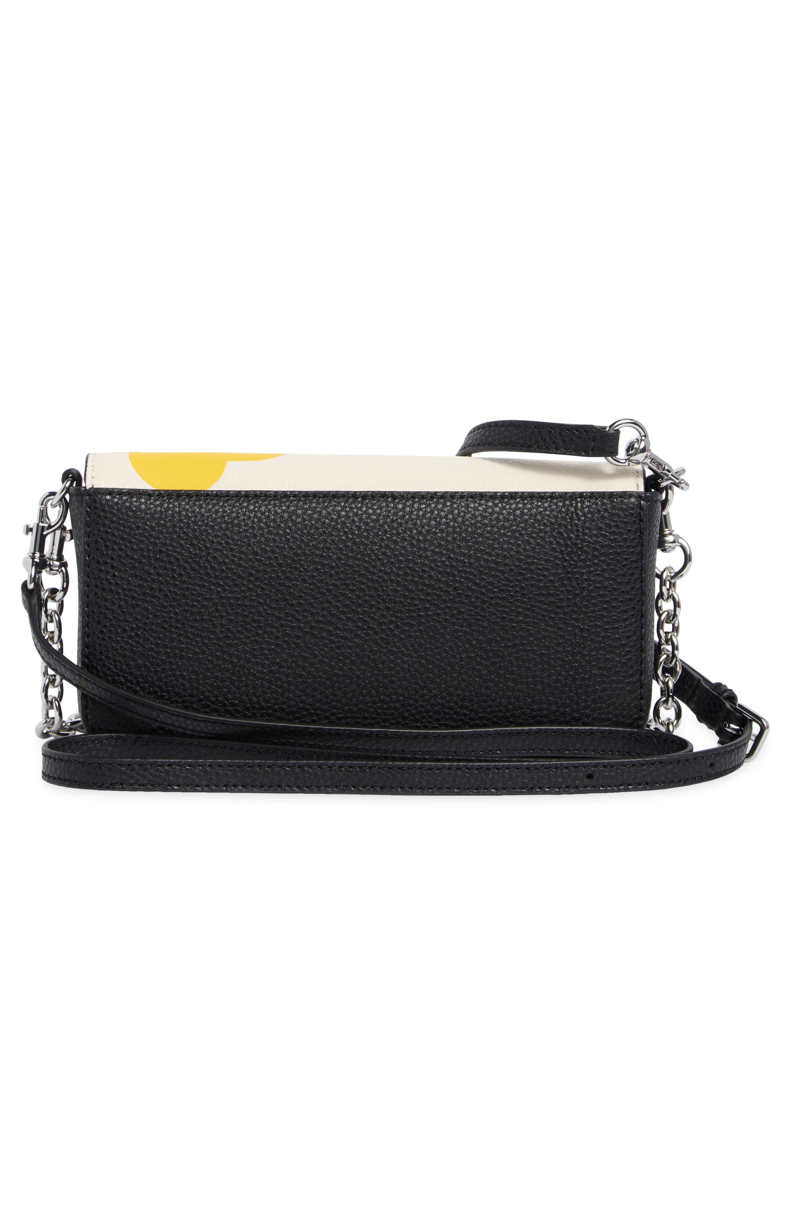 Daisy Print Bold Mini Leather Crossbody Bag, Alternate, color, BLACK MULTI