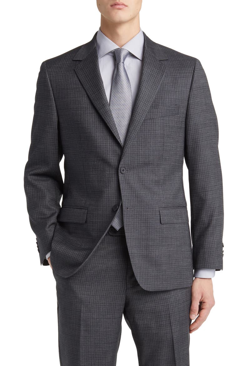 Norris Plaid Wool Suit, Alternate, color, GREY