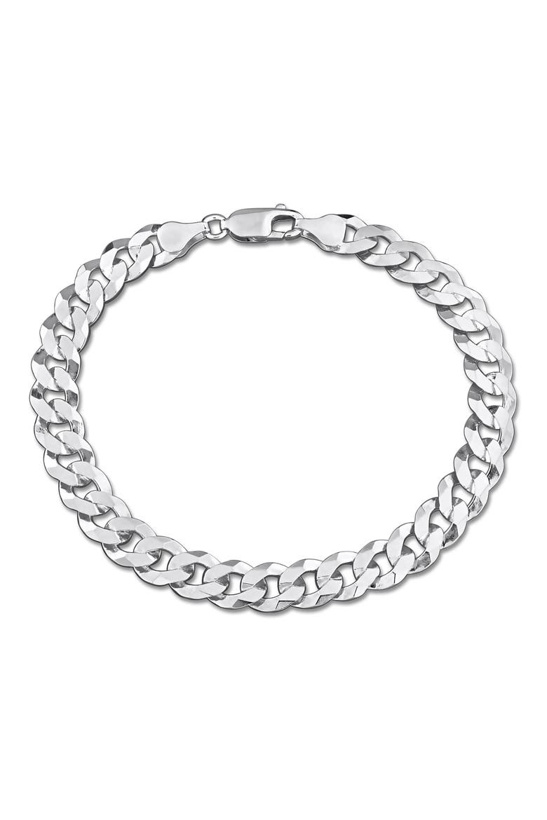 Diamond Cut Curb Chain Bracelet, Main, color, SILVER