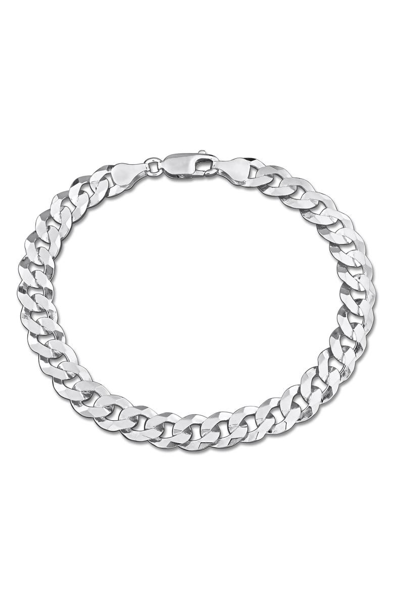 DELMAR Diamond Cut Curb Chain Bracelet, Main, color, Silver