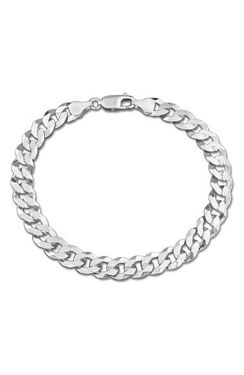 Delmar Diamond Cut Curb Chain Bracelet In Silver