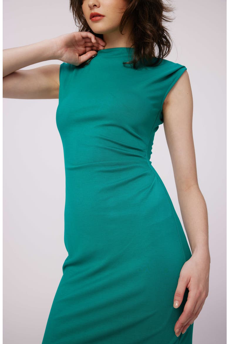 Darrius Ruched Sleeveless Sheath Dress, Alternate, color, EMERALD