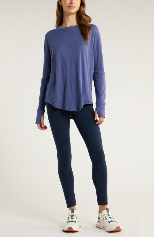 Zella Relaxed Washed 2.0 Long Sleeve Slub Tee In Blue