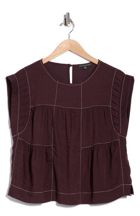 Crinkled Cap Sleeve Babydoll Crop Top