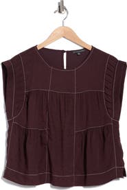 Adrianna Papell Crinkled Cap Sleeve Babydoll Crop Top