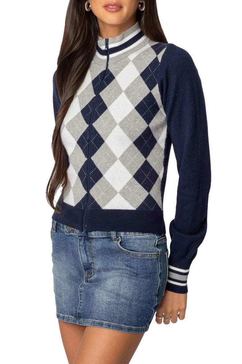 Madisen Argyle Cardigan, Alternate, color, NAVY