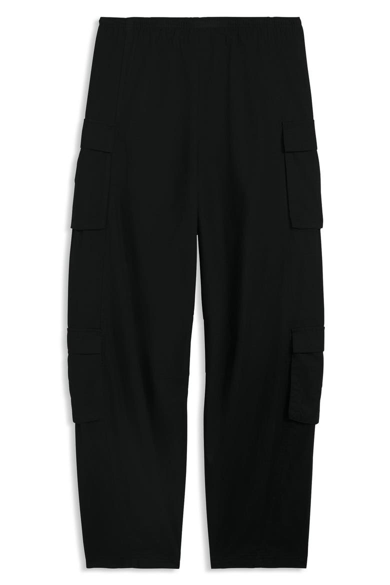 Essentials Relaxed Barrel Cargo Pants, Alternate, color, PUMA BLACK