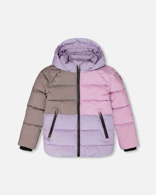 Deux Par Deux Kids'  Girl Colorblocked Puffy Winter Coat In Pink