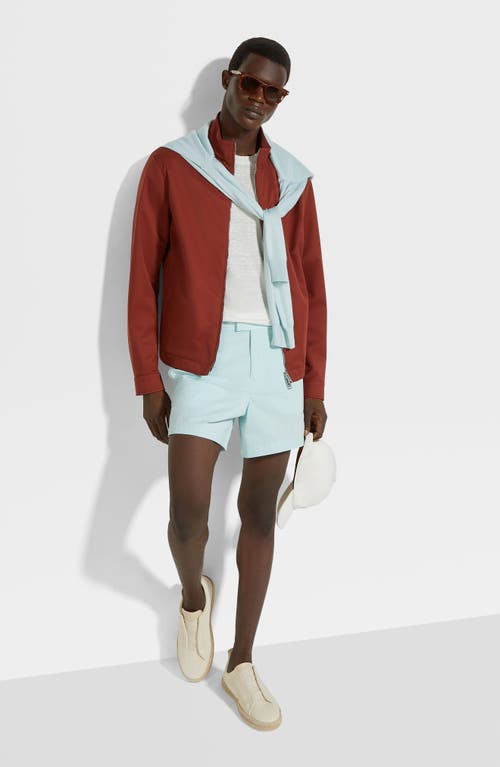 Zegna Silk Blend Regular Fit Crewneck Sweater In Aqua