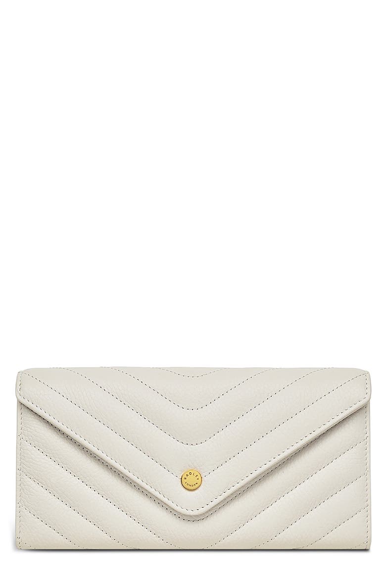 Rowe Avenue Flap Quilted Leather Wallet, Main, color, CHALK