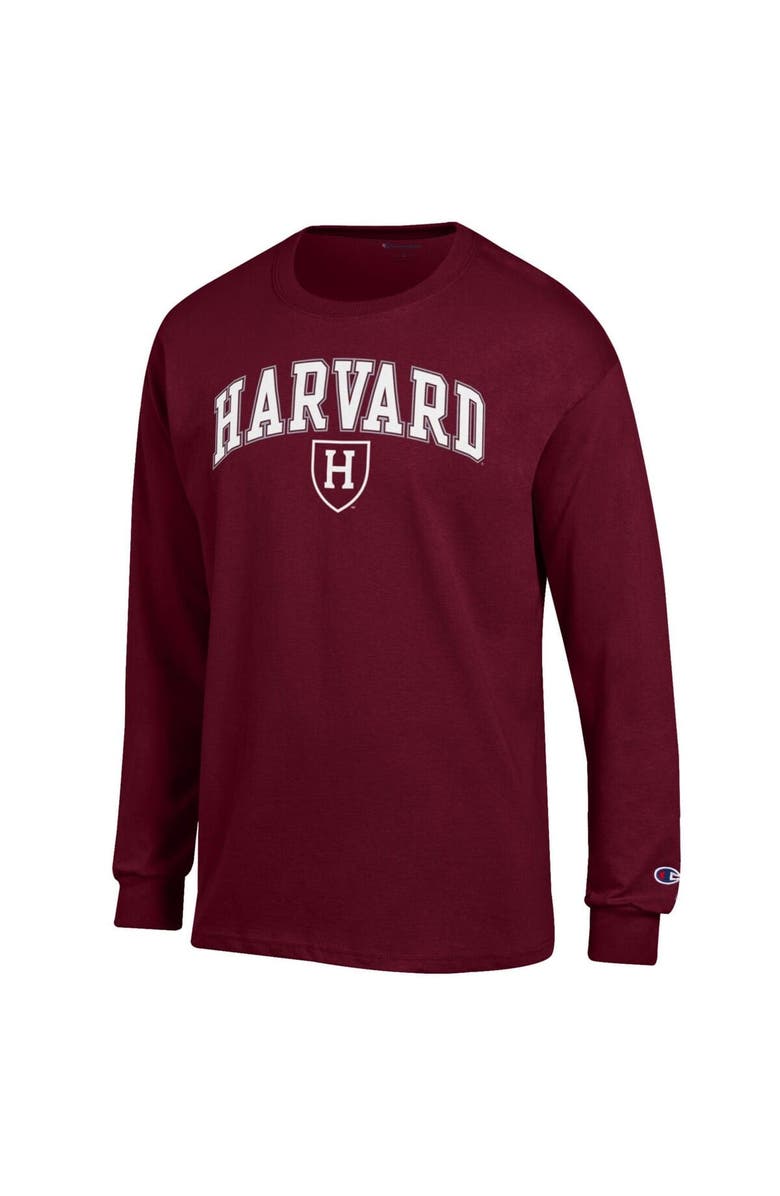 Champion Men's Champion Crimson Harvard Crimson Arch Over Logo Long Sleeve T-Shirt, Alternate, color,