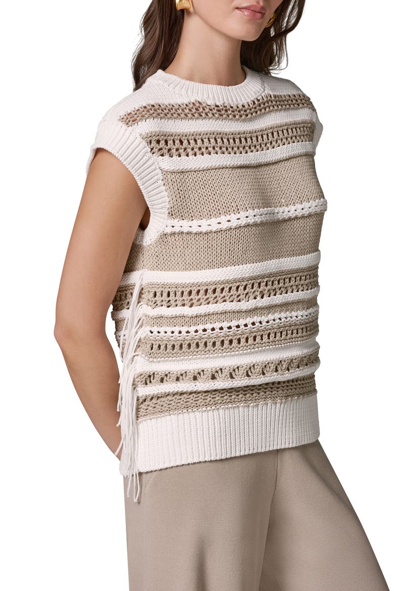 Sleeveless Crewneck Sweater, Alternate, color, CREAM/ SANDS