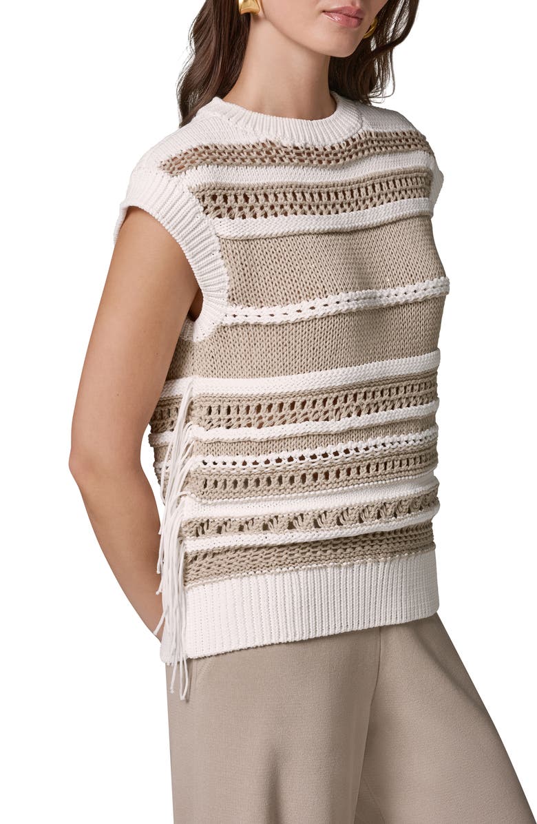 Donna Karan New York Sleeveless Crewneck Sweater, Alternate, color, Cream/ Sands