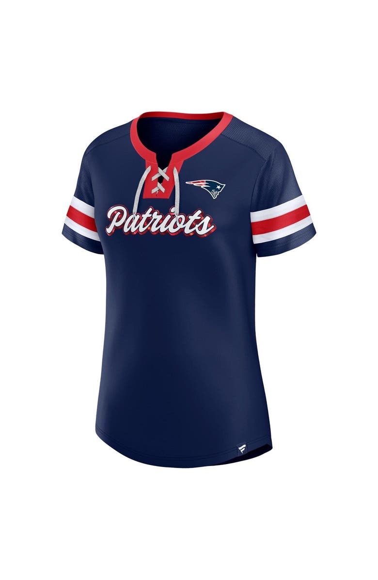 FANATICS Women's Fanatics Branded Navy New England Patriots Plus Size Original State Lace-Up T-Shirt, Alternate, color, Navy