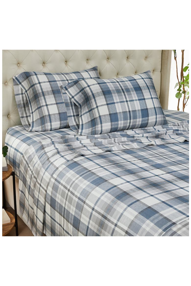 Highland Collection Extra Deep Cotton Sheet Set, Alternate, color, BLUE