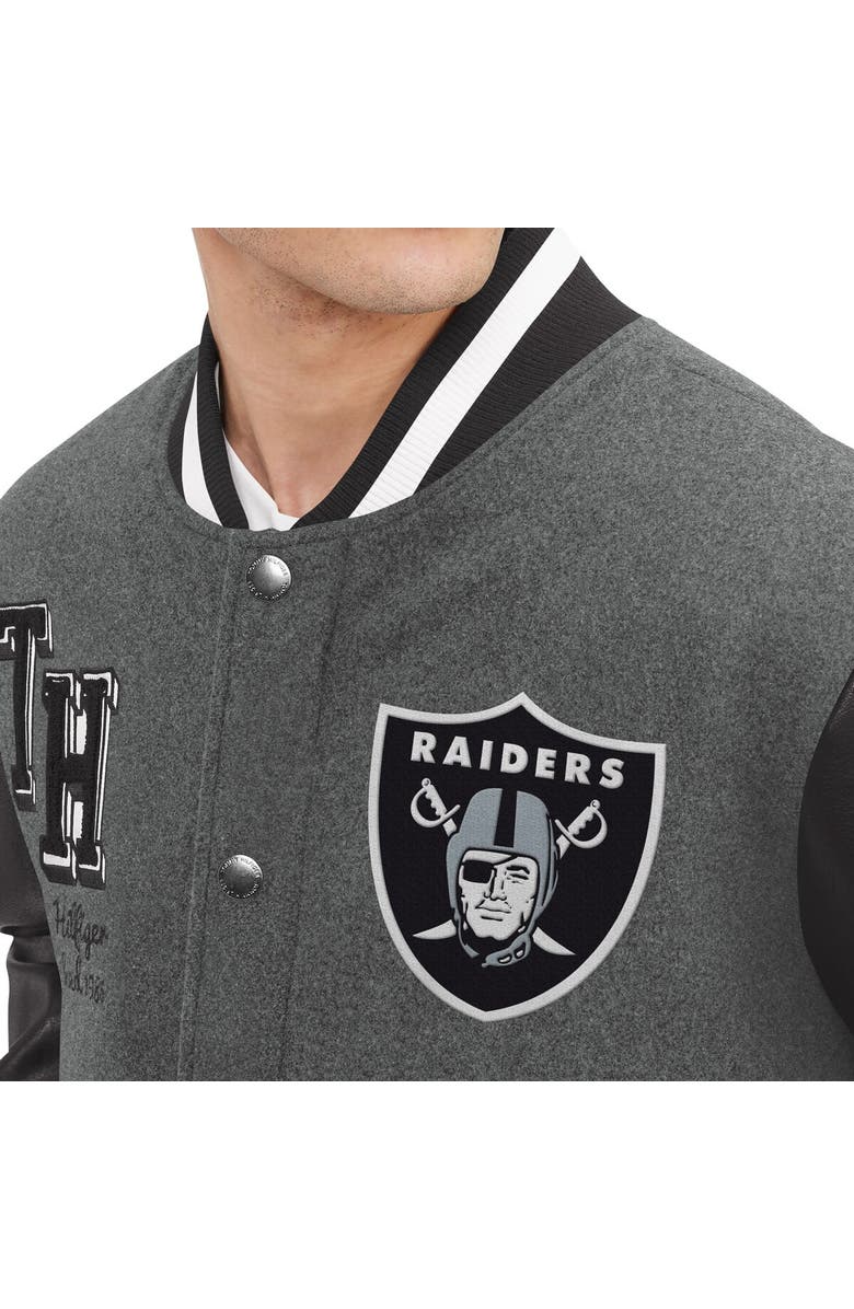 Tommy Hilfiger Men's Tommy Hilfiger  Heather Gray/Black Las Vegas Raiders Gunner Full-Zip Varsity Jacket, Alternate, color, Heather Gray
