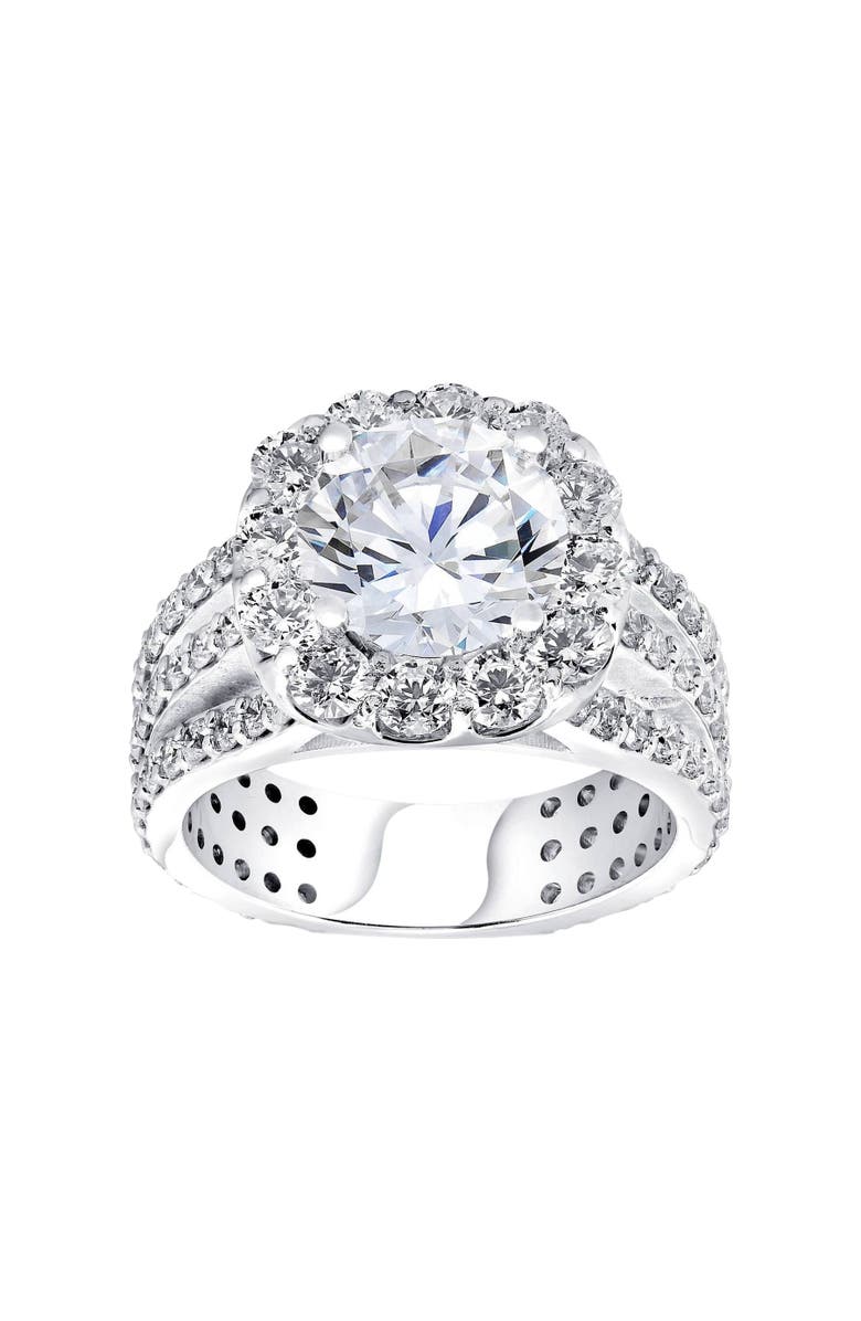 Bliss Diamond 4 1/2ct Cushion Halo Diamond 3-Row Engagement Ring 14k Gold Lab Grown, Main, color, 