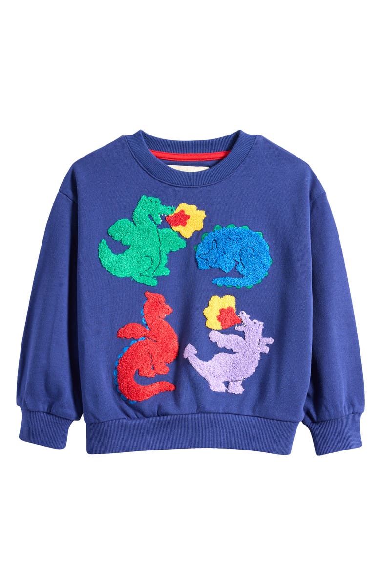 Mini Boden Kids' Fun Bouclé Graphic Sweatshirt, Main, color, 