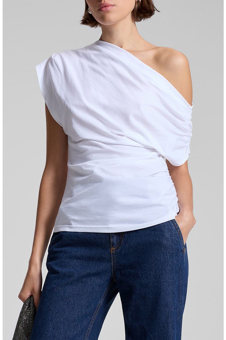 Alice One-Shoulder Cotton Jersey Top, Main, color, WHITE