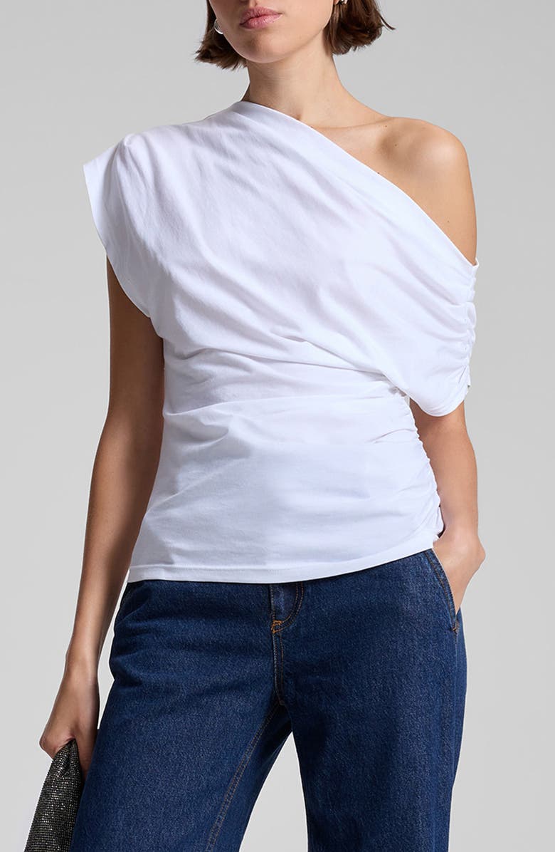 A.L.C. Alice One-Shoulder Cotton Jersey Top, Main, color, White