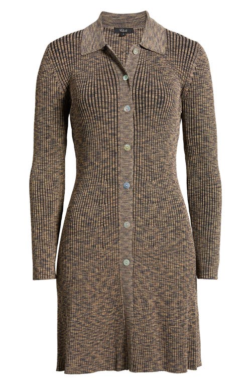 Rails Nikki Space Dye Rib Long Sleeve Sweater Minidress In Mocha Space Dye
