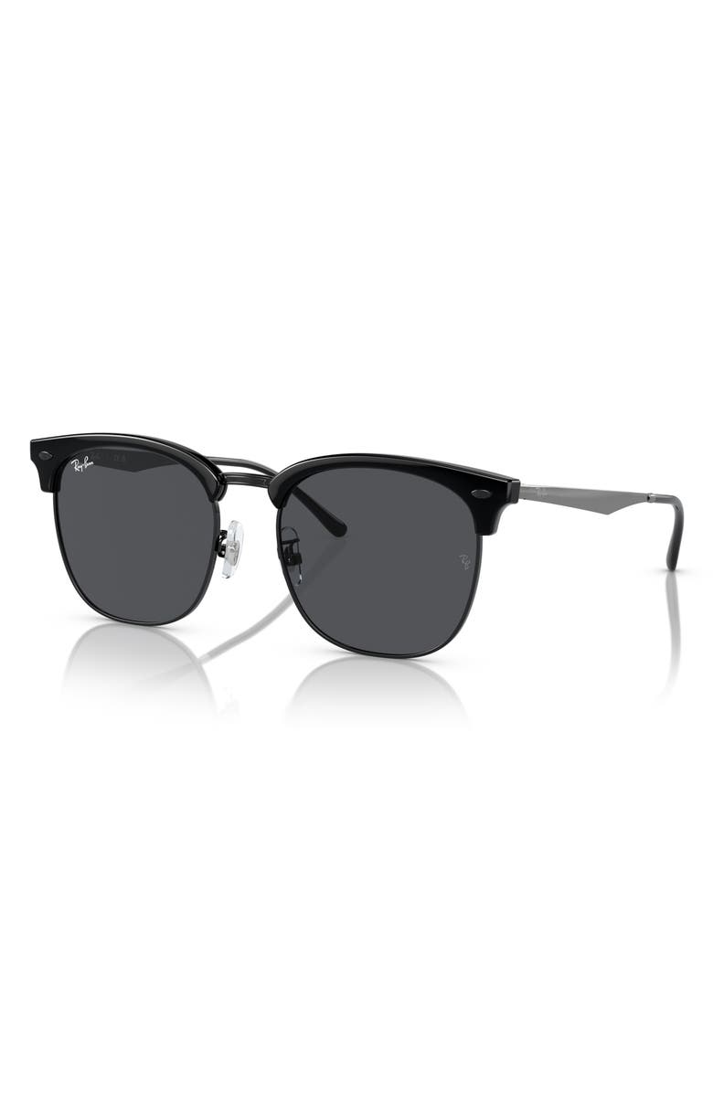 Ray-Ban 56mm Square Sunglasses, Alternate, color, Black On Black / Dark Grey