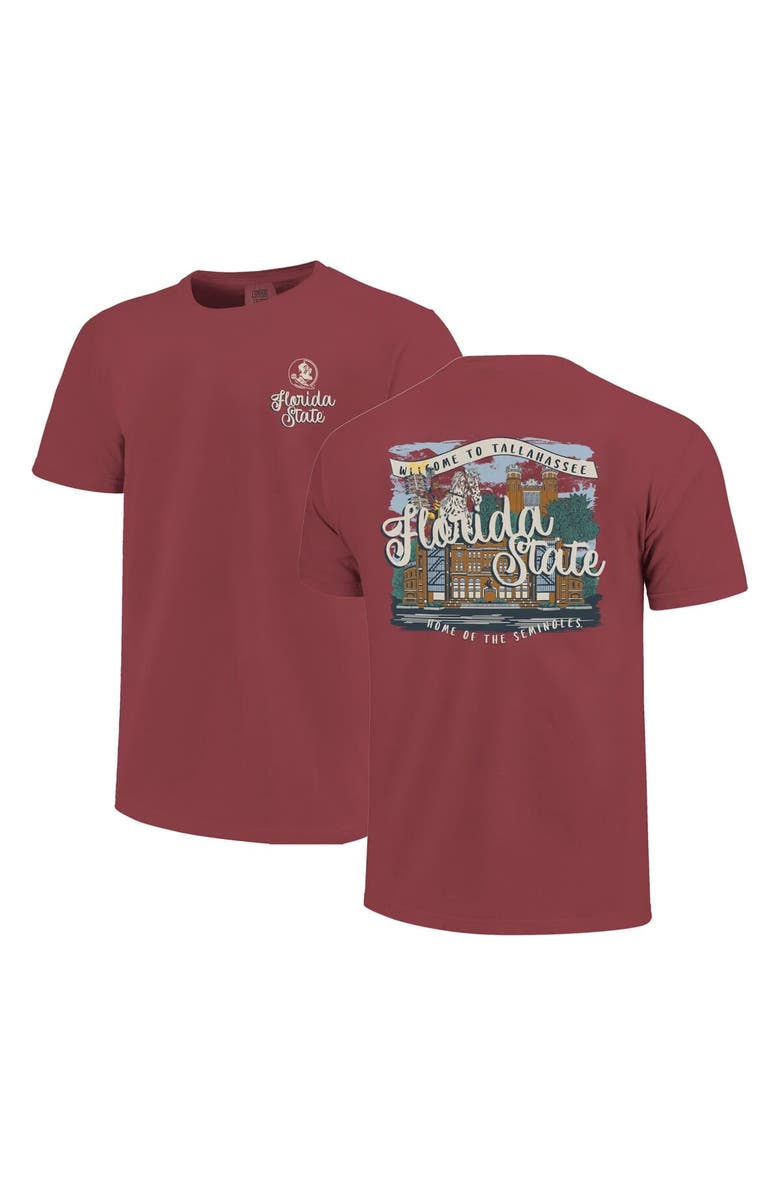 IMAGE ONE Women's Garnet Florida State Seminoles Comfort Colors Campus Scene Drawing Script T-Shirt, Main, color, 