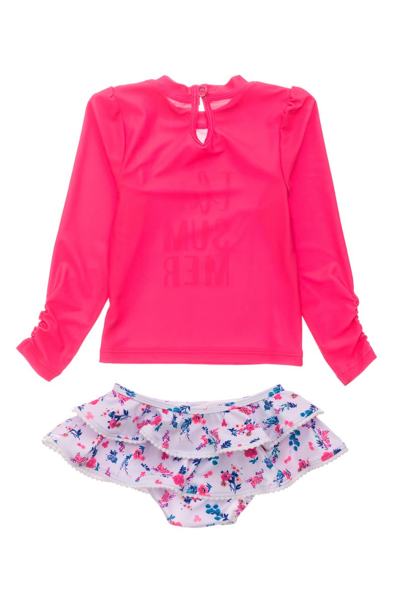 Snapper Rock Pretty Petals Ruffle Two-Piece Rashguard Swimsuit, Alternate, color,
